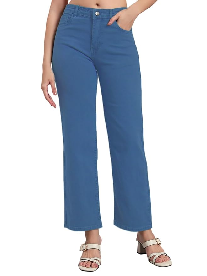 KARGEENS Women's Cotton Loose Fit Wide Leg High Rise Jeans Pant - Image 7