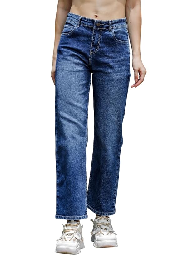 KARGEENS Women's Cotton Loose Fit Wide Leg High Rise Jeans Pant - Image 4