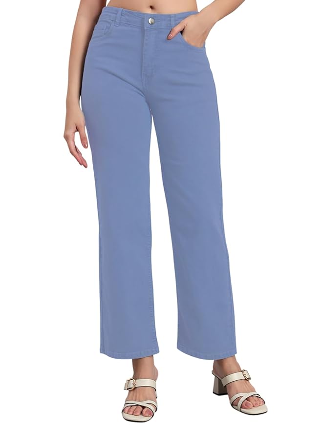 KARGEENS Women's Cotton Loose Fit Wide Leg High Rise Jeans Pant - Image 6