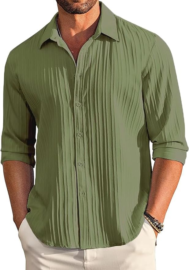 CB-COLEBROOK Men's Casual Button Down Shirts Long Sleeve Linen Shirt Fashion Textured Beach Summer Shirts| Men Stylish Shirt | Men Fancy (Available in Plus Size) - Image 7